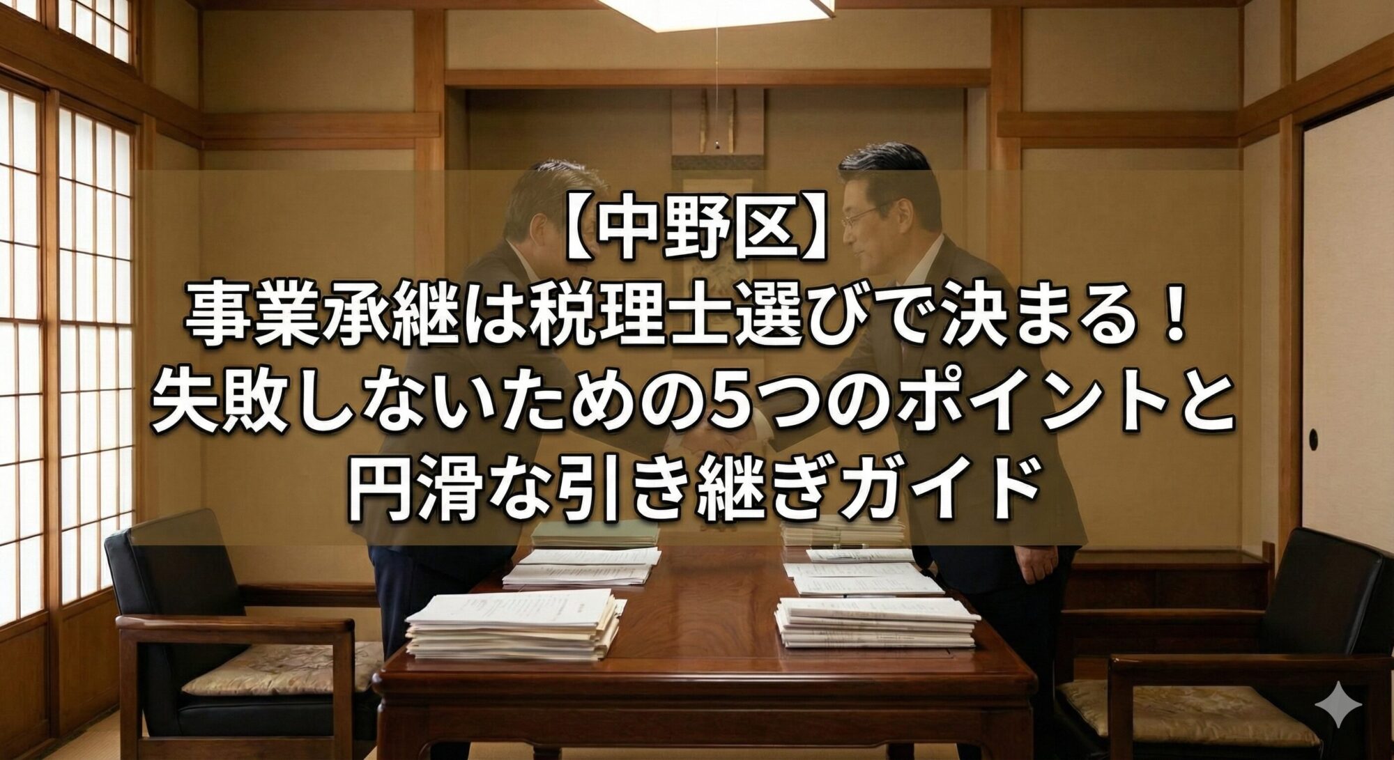 【中野区】事業承継は税理士選びで決まる！失敗しないための5つのポイントと円滑な引き継ぎガイド