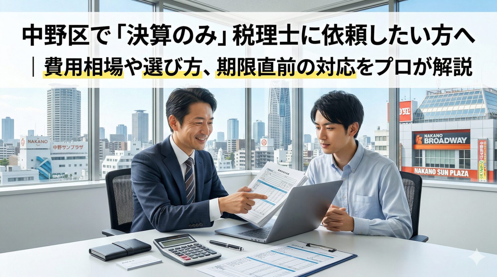 中野区で「決算のみ」税理士に依頼したい方へ｜費用相場や選び方、期限直前の対応をプロが解説